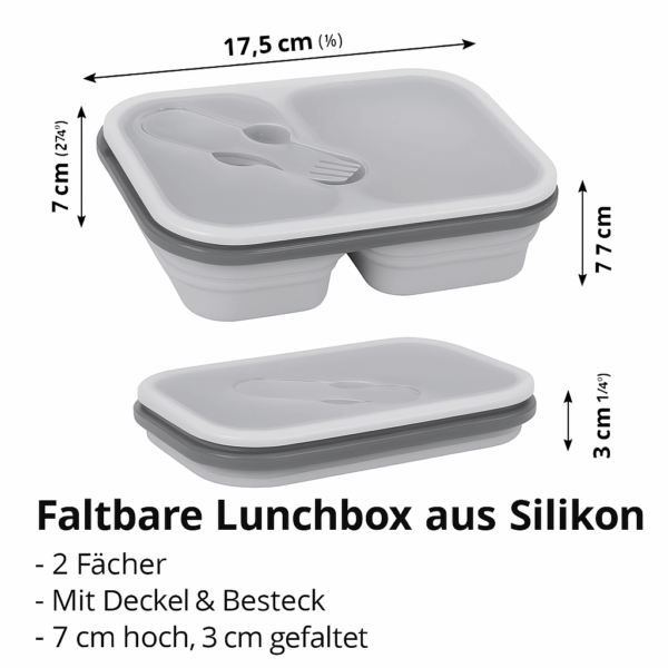 Messdaten der faltbare, grauen Lunchbox- HydroFlexx