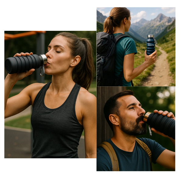 Faltbare Trinkflasche - Schwarz - HydroFlexx