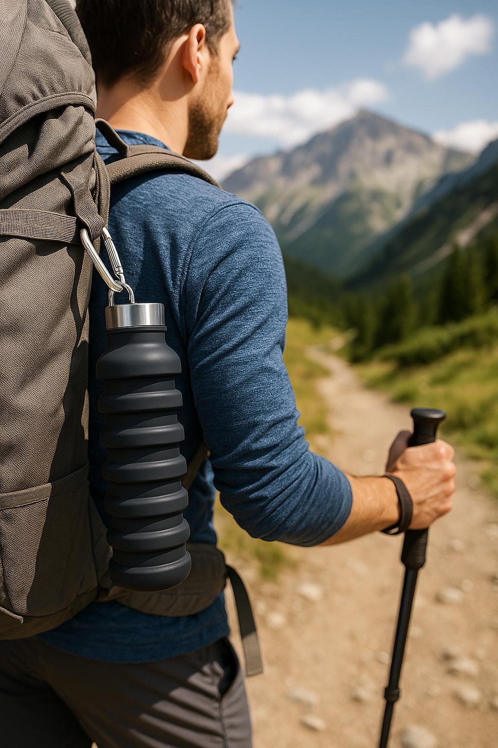 Faltbare Trinkflasche beim Wandern - HydroFlexx